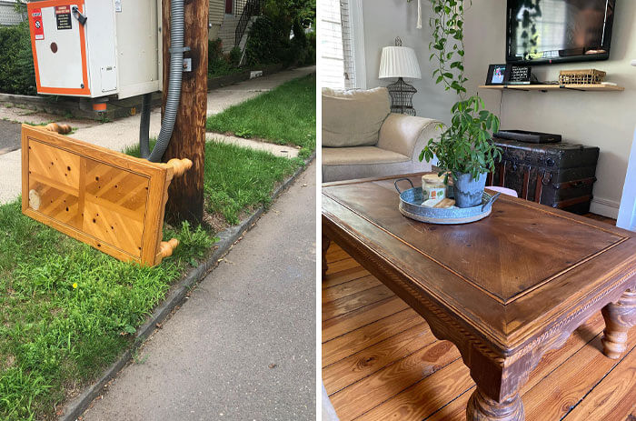 A Before And After Of A Roadside Coffee Table